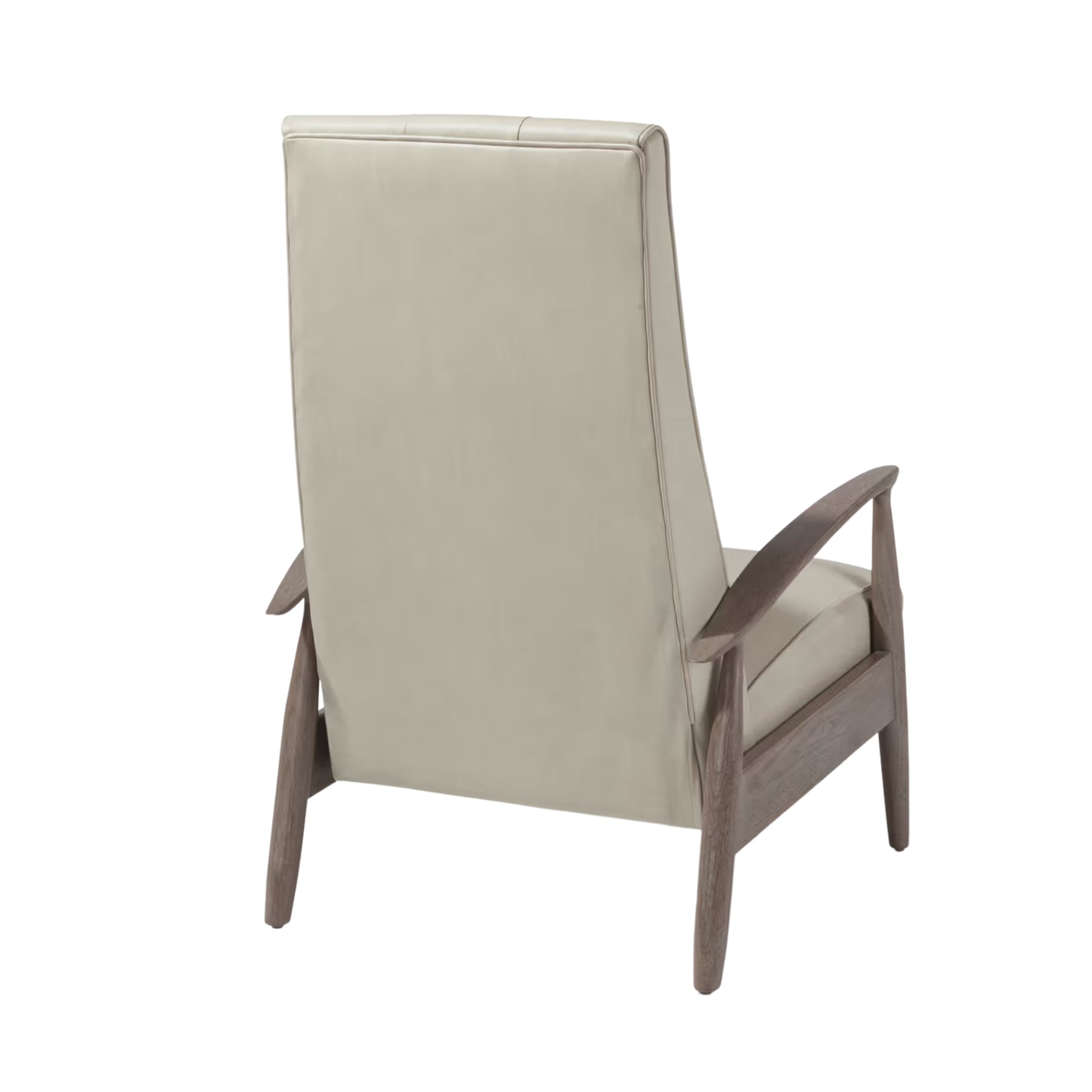 Thayer Coggin Milo Baughman Tighten Up Recliner Light Grey Leather with Grey Walnut Frame Back