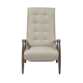 Thayer Coggin Milo Baughman Tighten Up Recliner Light Grey Leather with Grey Walnut Frame Front