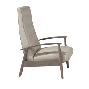 Thayer Coggin Milo Baughman Tighten Up Recliner Light Grey Leather with Grey Walnut Frame Side