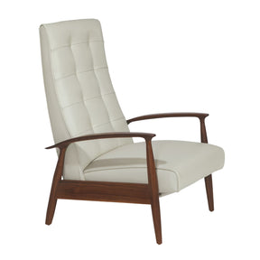 Thayer Coggin Milo Baughman Tighten Up Recliner White Leather with Walnut Frame