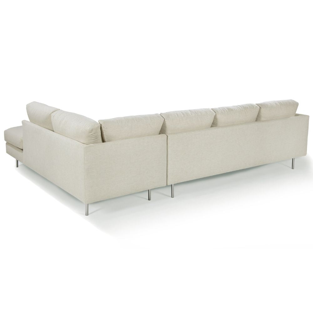 Thayer Coggin Milo Baughman Design Classic Sectional Sofa with Polished Stainless Steel Legs Back