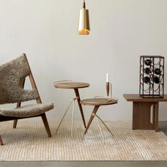 Menu Umanoff Side Tables by Arthur Umanoff with the Knitting Chair and Androgyne Lounge Table