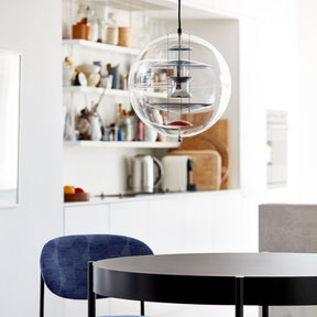 Verpan VP Globe Pendant over Kitchen Table in Copenhagen Apartment with Series 430 Chair