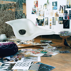 Vitra Eames La Chaise in Designer's Studio with Cork Stool and Bovist Ottoman Creative Inspiration