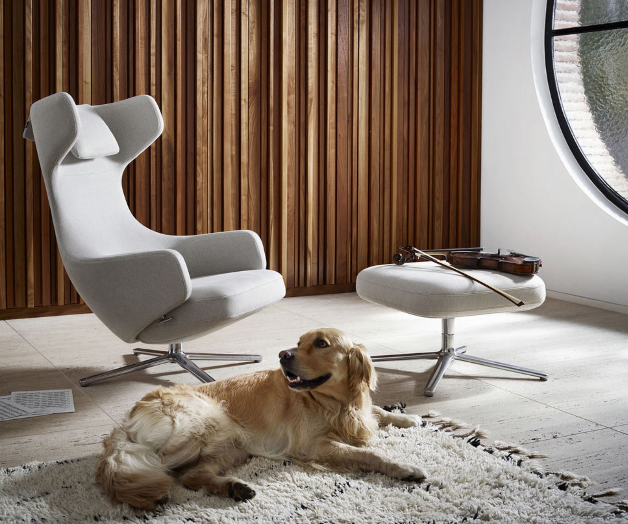 Vitra Grand. Repos and Ottoman with Family Dog