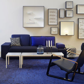 Vitra Polder Sofa Antarctic Blues in Living Room with Plate Tables and Cite Chair