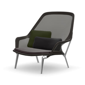 Vitra Slow Chair Brown with Polished Aluminum Base