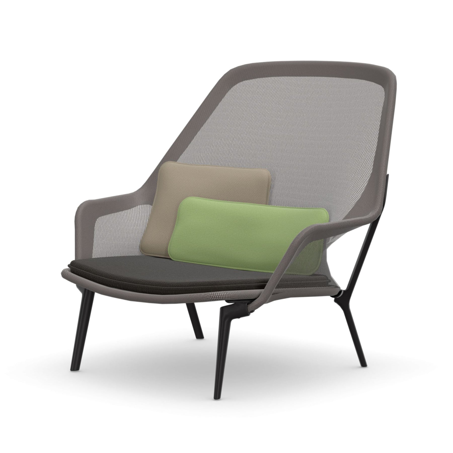 Vitra Slow Chair Knit Cream Brown with Black Frame