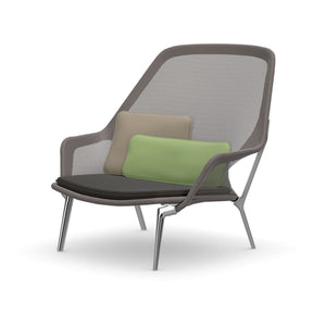 Vitra Slow Chair Cream Brown with Polished Aluminum Base
