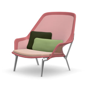 Vitra Slow Chair Knit Cream Red with Polished Aluminum Frame
