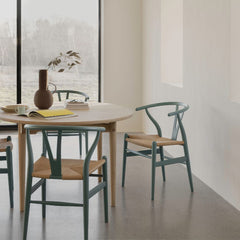Carl Hansen Wegner Wishbone Chairs Ilse Crawford Soft Pewter in Danish Summer  House Kitchen