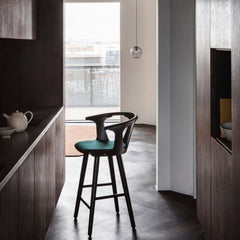 Blown SW4 Pendant Light Silver Lustre in room with view of Copenhagen Harbor