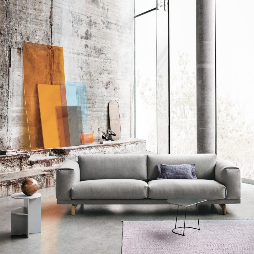 Anderssen & Voll Rest 3-Seat Sofa with Halves Side Table and Airy Half Size Coffee Table by Muuto