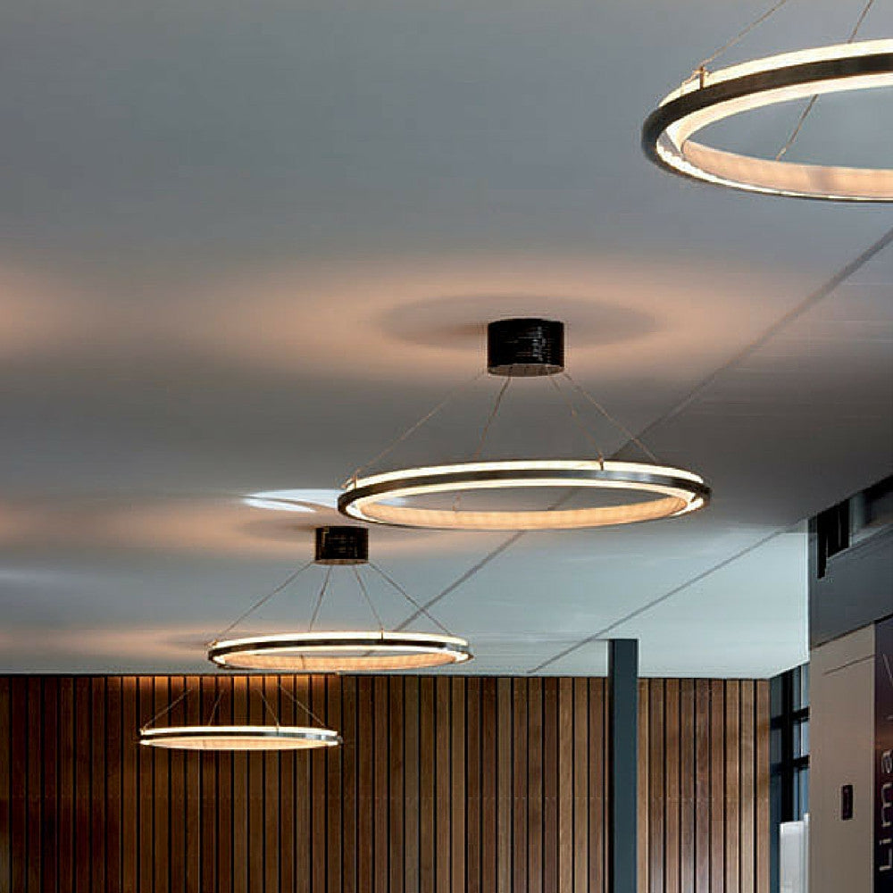 Antoni Arola Nimba LED Suspension Lamps at Telefonica's Corporate University by Santa & Cole