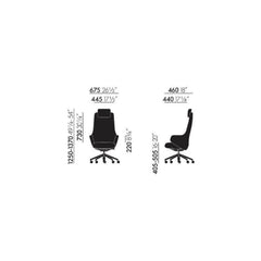 Dimensions for the Grand Executive Highback Chair from Antonio Citterio