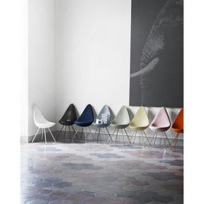 Arne Jacobsen Drop Chair Collection in Room Fritz Hansen Palette and Parlor