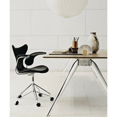 Arne Jacobsen Lily Arm Chairs in Room with Todd Bracher Table Desk Fritz Hansen