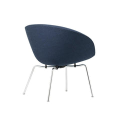 Arne Jacobsen Pot Chair by Fritz Hansen in Dark Blue with Chrome Legs Back