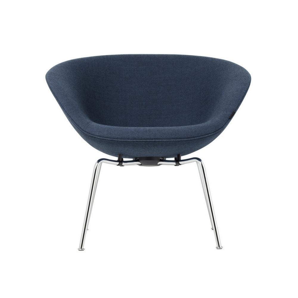 Arne Jacobsen Pot Chair by Fritz Hansen in Dark Blue with Chrome Legs Front