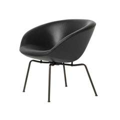 Arne Jacobsen Pot Chair by Fritz Hansen in Classic Black Leather with Black Legs