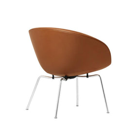 Arne Jacobsen Pot Chair by Fritz Hansen in Elegance Walnut Leather with Chrome Legs Back