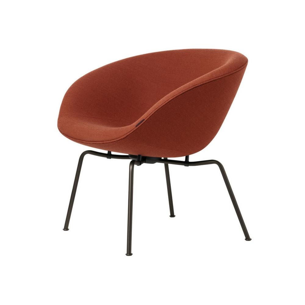 Arne Jacobsen Pot Chair by Fritz Hansen in Red Orange with Black Legs