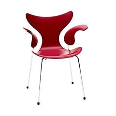 Arne Jacobsen Lily Chair Red Lacquer Chrome Legs Fritz Hansen