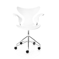 Arne Jacobsen Lily Chair White Lacquer Swivel Casters Fritz Hansen