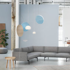 Muuto Small Around Coffee Table in Ash with Outline Corner Sofa 