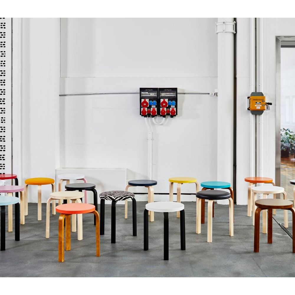 Artek Alvar Aalto Stools 60 versions in Vitra showroom