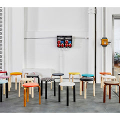 Artek Alvar Aalto Stools 60 versions in Vitra showroom