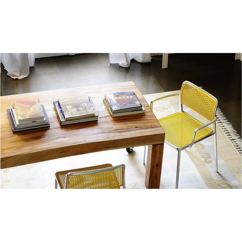Audrey Arm and Armless Chair Aluminum Back Yellow Seat Piero Lissoni for Kartell Coffee Table