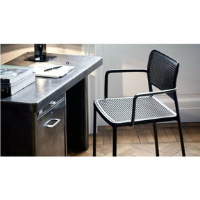 Audrey Arm Chair Black Aluminum Black Seat Piero Lissoni for Kartell Desk