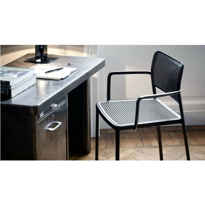 Audrey Arm Chair Black Aluminum Black Seat Piero Lissoni for Kartell Desk