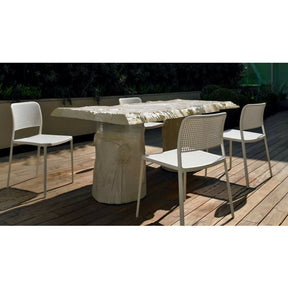 Audrey Chair Armless White Aluminum White Seat Piero Lissoni for Kartell Outdoor Dining