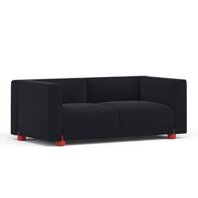 Barber Osgerby Compact 2-Seat Sofa with Hourglass Caviar Fabric and Red Legs from Knoll