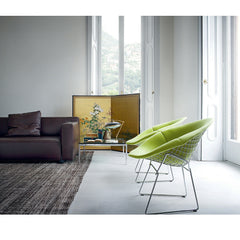 Leather Barber Osgerby Knoll Sofa in Room with Bertoia Diamond Chairs