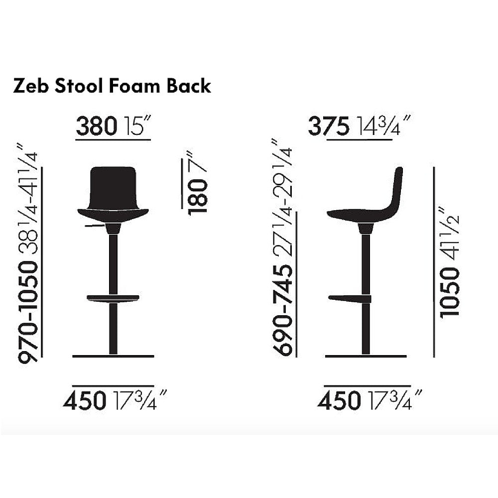 Barber & Osgerby Zeb Stool Foam Back Dimensions from Vitra
