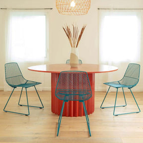 Bend Ethel Chairs Peacock in Dining Room with Red Table