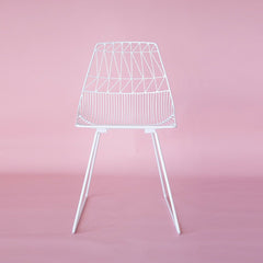 Bend Lucy Chair White on Pink Background