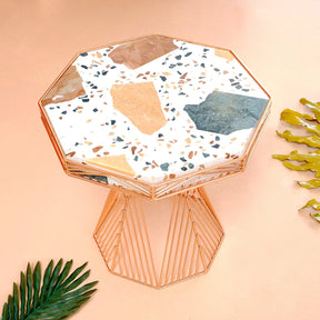 Bend Switch Table Copper Frame Terrazzo Top Styled