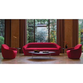 Bernhardt Design Terry Crews Becca Sofa and Chairs red velvet in lobby