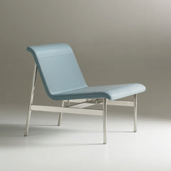 Bernhardt Design Charles Pollock CP2 Lounge Chair Light Blue with Polished Stainless Steel Frame