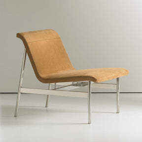 Bernhardt Design Charles Pollock CP2 Lounge Chair Suede with Polished Stainless Steel Frame