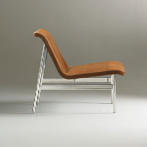 Bernhardt Design Charles Pollock CP2 Lounge Chair Amber Leather with Polished Stainless Steel Frame