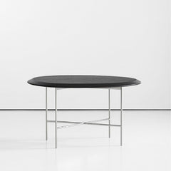 Bernhardt Design Float Side Table by Terry Crews Dark Walnut Top Chrome Base