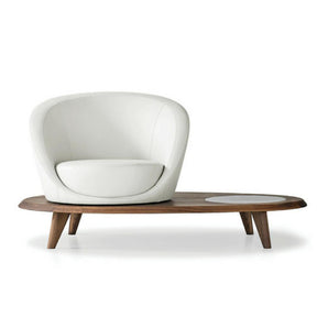 Bernhardt Design Terry Crews Lilypad White Leather and Walnut