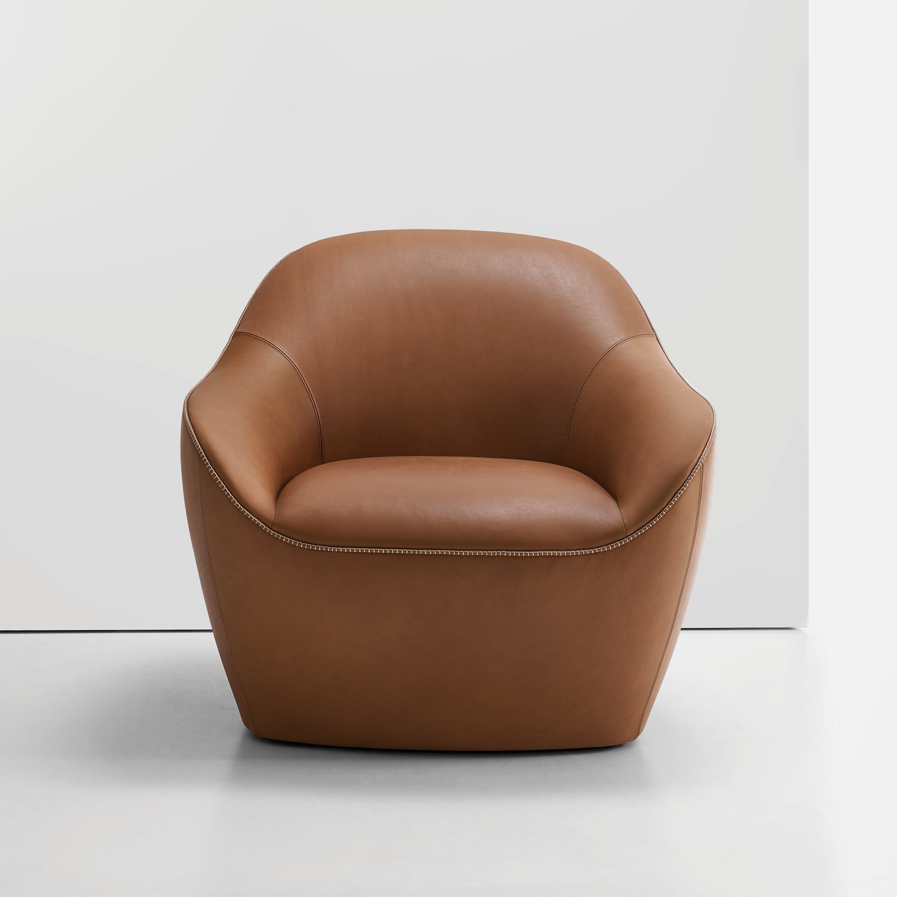 Bernhardt Design Terry Crews Becca Chair Camel Leather Front