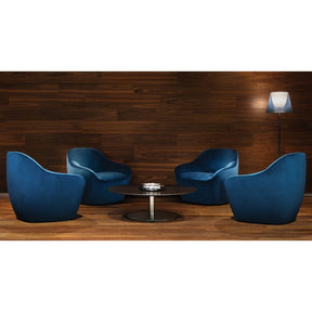 Bernhardt Design Terry Crews Becca Chairs Blue Velvet in Hotel Lobby