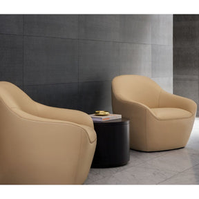 Bernhardt Design Terry Crews Becca Chairs Ivory Leather in Hotel Lobby